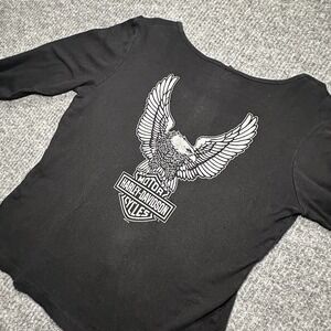 2007 Harley Davidson Women's Black Long Sleeve Shirt With Zipper‎ Bikercore
